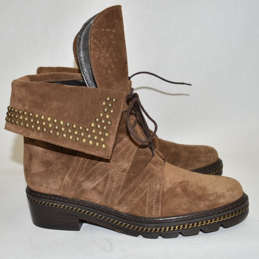 $600 STUART WEITZMAN Yadastud embellished suede bootie MOTO CHIC 5.5 (K7) 3